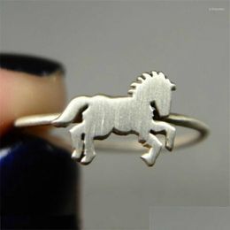 Wedding Rings Wedding Rings Sier Color Horse Finger Ring For Women Punk Vintage Engagement Jewelrywedding Drop Delivery 2022 Jewelry Dhk70