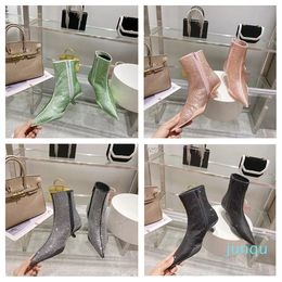 2023 Top designer CROSS Satin crystals boots All-over synthetic luxury jointly women's Bottom Non-slip Ankle Boots Colour Size 35-40 011