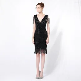 Casual Dresses Banquet Evening Dress Beaded Burning Flower Short Party Gathering Small