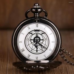 Pocket Watches Classic Movie Edward Elric Cosplay Quartz Watch Vintage Black Pendant Necklace Men Women Fob