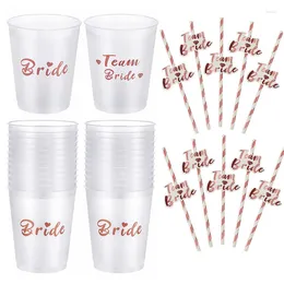 Party Decoration Team Bride Tribe Cups Bridal Shower Bachelorette Plastic Drinking Cup Rose Gold Hen Accessories Wedding