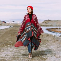 Bufandas pashmina invierno mujeres poncho cachemira como c￡lido c￡lido y c￳modo patr￳n de punto c￡rdigan rayado boho follet