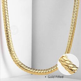Chains 6MM Wide Boys Mens Chain Hammered Flat Curb Cuban Gold Color Necklace Male Jewelry Fashion Drop DGN399
