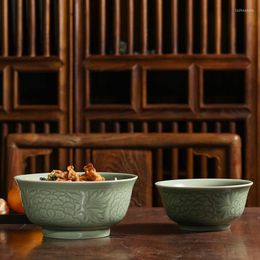 Bowls Song Ceramic Kiln Celadon Household Noodle Bowl Chinese Tableware Large Soup Retro Rice Gift Box