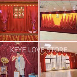 Party Decoration Wedding Background Gauze Golden Velvet School Kindergarten Stage Layout Celebration Meeting Hanging Cloth Red Curtain