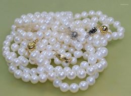 Chains 5 Pieces 8-9mm White Round Freshwater Genuine Cultured Pearl Necklace 18"