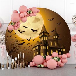 Party Decoration Halloween Children's Birthday Pozone Custom Background Baby Shower Round Backdrop Cover Festa Wall Supplies