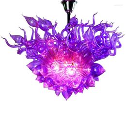 Pendant Lamps Unique Twist Special Design Purple Colour Hand Blown Glass Crystal Chandelier Light