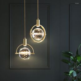 Chandeliers Modern Simple Ins Style All Copper Lamp Body Crystal Glass Led Chandelier Is Suitable For Living Room And Coffee Shop Decoration