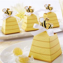 Gift Wrap 50pcs Bumble Bee Candy Boxes Paper Beehive Box With Ribbons Kids Birthday Baby Shower Favors