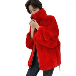 Women's Fur Casual Winter Imitation Coat Mink Female Whole Long-sleeved White Black Red Navy Blue Women Jacket