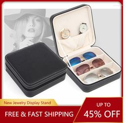 Jewellery Pouches Portable Sunglasses Box For Travel Sub-grade PU Leather Organiser Small Glasses Coffin Zipper Gift Bag
