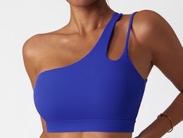 Yoga Outfits Oblique One Shoulder Shockproof Cloud Feeling Beautiful Back Sports Underwear Irregular Shoulder Straps Running Fitness Vest Top