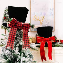 Christmas Decorations Tree Topper Top Hat With Large Bowknot For Table Desktops Holiday Ornament Black B03E