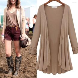 Women's Jackets Women Fashion Cotton Top Thin Blouse Long Sleeve Summer Cardigan Sweater Coat Flounce Plus Size