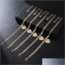 Anklets 26 English Initial Heart Anklet Chain Crystal Gold Charm Foot Letters Women Fashion Jewellery Chains Drop Delivery 2022 Dhy5R