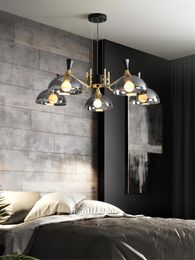 Chandeliers Nordic Luxury Smoke Gray Glass Lights Living Room Household American Modern Dining Bedroom Pendant Lamps Fixtures