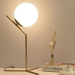 Table Lamps Nordic Glass Ball Decorative Lamp Modern Geometric Line Bedroom Bedside Desk Industrial Led Standing Lighting