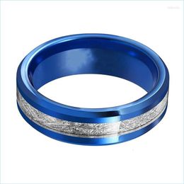 Wedding Rings Wedding Rings 8Mm Stainless Steel Ring Blue Sier Wire Inlaid Mens Fashion Creative Jewellery Ringwedding Brit22 Drop Del Dh36D