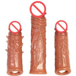 Penis Sleeve Cockrings Extender Realistic Stretcher Male Extension Enlarger Cock Sheath Delay Ejaculation Sex Toy For Men