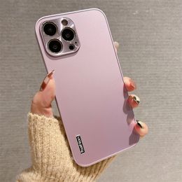 Luxury cases Slim Solid Acrylic Phone Case for iPhone 15 13 11 12 14 Pro Max 7 8 Plus X Xs Xr Metal Aluminium Camera Protection Cover