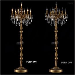 Floor Lamps Luxurious Bronze Color Crystal Lamp Standing Lights For Living Room Study Cristal Lustre Candelabra Centerpiece