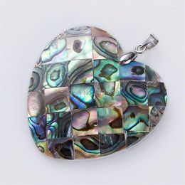 Pendant Necklaces MOP17 Heart Abalone Natural Shell Green 10 Pieces