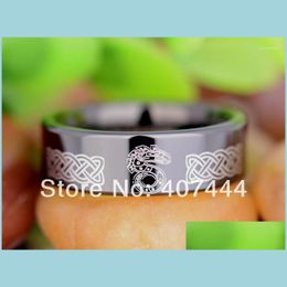 Wedding Rings Wedding Rings Jewellery S 8Mm Black Pipe Shadow Run Dragon Bridal Mens Tungsten Carbide Ringwedding Brit22 Drop Delivery Dhpzr