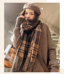 10PCS autumn winter SPRING woman wool spinning scarf ladies shawl Multicoloured gingham Cheques kerchief grid 70x180cm scarf female shawl thickened warm fringe neck