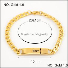 Charm Bracelets Charm Bracelets Men Curved Piece Fashion Gold Tone Stainless Steel Couples Jewellery Id Bangles For Gift Whosale1 Drop Dhyny