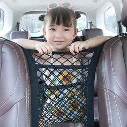 Car Organizer 3-Layer Storage Net Bag Between Seats Divider Barrier Stretchable Elastic Mesh Interior Accessories