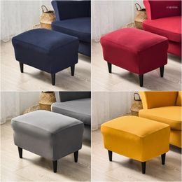 Chair Covers Rectangle Ottoman Stool Spandex Cover All-inclusive Footstool Furniture Protector Sofa Slipcovers Solid Colour