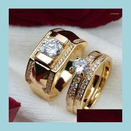 Wedding Rings Wedding Rings Eternal Love Lovers Ring Gold Plated Zircon Classic Romantic Christmas Valentines Day Gift Size Us513Wed Dhizx