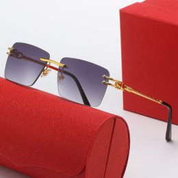 Panther-Brille, Designer-Sonnenbrille für Herren und Damen, quadratisch, randlos, Sonnenbrille, klassische Retro-Brille, Vintage-Stil, schwarz-goldener Metallrahmen, Carti Eyewear Sport Lunettes