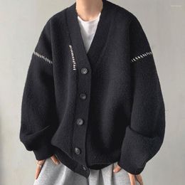 Men's Sweaters Stylish Men Autumn Coat Knit Anti-pilling V Neck Buttons Sweater Outwear For School