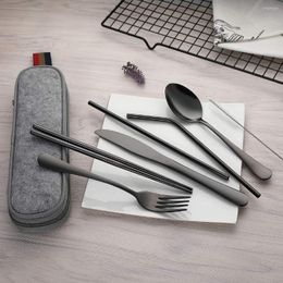 Dinnerware Sets Creative Western Tableware Chopsticks Straw Set Of Titanium-Plated Stainless Steel Portable