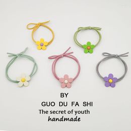 Hair Accessories Candy Color Kids Elastic Bands Korean Japan Kawaii Floral Ring Tie For Children Girls