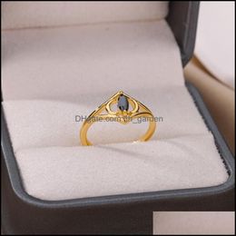 Wedding Rings Wedding Rings Zircon Engagement For Women Gold Sier Color Stainless Steel Ring Jewelry Female Birthday Gift Girlfriend Dhmor