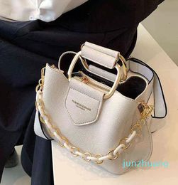 Mini Luxury Women's Bucket Bag Quality Leather Shopper Shoulder Crossbody Bags Thick Chain Designer Tote Handbags and Purses 2022