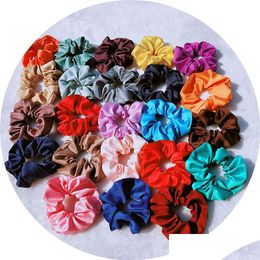 Hair Accessories Women Mticolor Silk Scrunchie Hair Accessories Elastic Handmade Hairbands Ponytail Holder Hairband Headband 35 Colo Dh5Ez