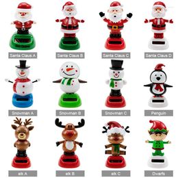 Interior Decorations Car Ornaments Solar Powered Christmas Santa Claus Snowman Toys Dashboard Decoration Accessories Family Friend Gifts
