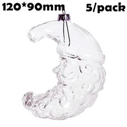 Party Decoration Promotion - DIY Paintable Clear Christmas Ornament 120 90mm Glass Santa Man In The Moon 5/Pack