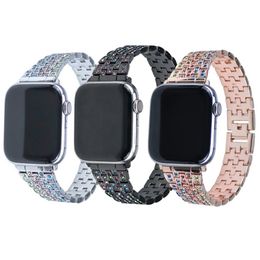 Luxury Diamond Straps For Apple Watch Ultra 49mm Band 8 SE 7 6 5 4 3 2 Women Lady Strap Fit iWatch 45mm 41mm 44mm 40mm 42mm 38mm Stainless Steel Bracelet Watchband