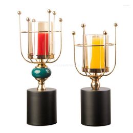 Candle Holders Wrought Iron Holder Electroplating Glass Cup Candlestick Ornament For Home Wedding Birthday Party Dining Table Dropship