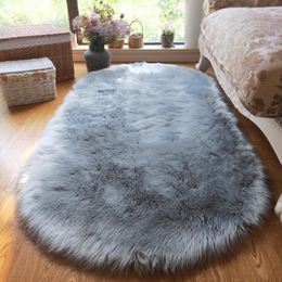 Carpets Oval Fur Rugs Bedroom Thicken Fluffy Carpet Living Room Bed Down Children's Floor Hairy Soft Sofa Foot Mat For Home Accessories