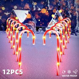 Garden Decorations Solar Christmas Lights Outdoor LED Candy Cane Lamp Atmosphere Year 221025