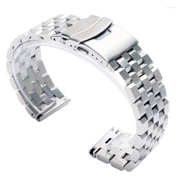 Watch Bands 22mm 20mm Silver/Black Stainless Steel Solid Link Band Strap Folding Clasp With Safety Men Replacement Correa De Reloj