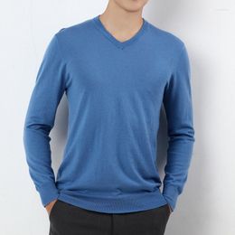 Men's Sweaters 2022 Pullover V-Neck Men's Thin Cashmere And Wool Sweater Fashion Solid Color High Quality Winter Slim Knit