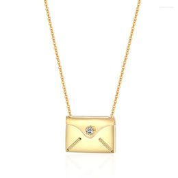 Pendant Necklaces Envelope Locket Necklace Gold Silver Color Love You Secret Message T8DE