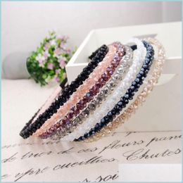 Headbands Shinny Crystal Headbands Beaded Hair Hoop Diamond Hairband For Women Rhinestone Head Accessories Drop Delivery 2022 Jewelr Dhap6